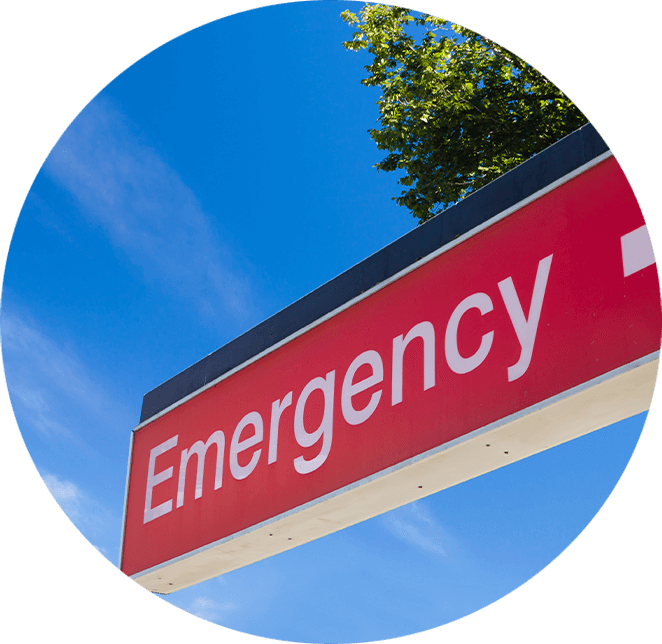 Emergency sign up ward sky view tree in the background
